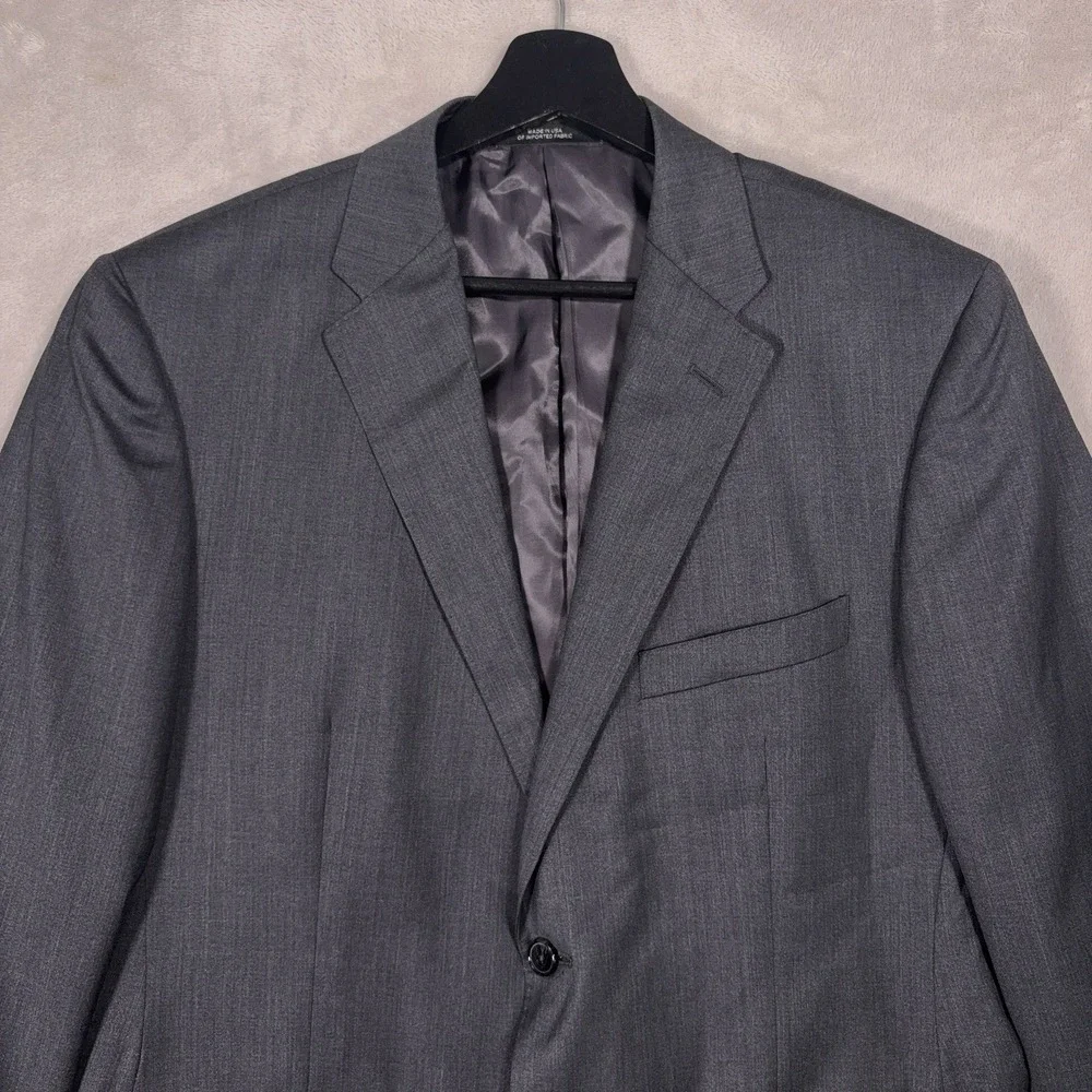 Saks Fifth Avenue Black Blazer Mens 42 Gray Ermenegildo Zegna Cloth Sport Coat
